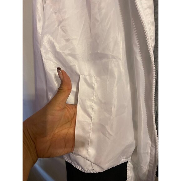 White and Grey Swiss Cross Hoodie Bomber Jacket Size Small NWOT - Picture 9 of 16